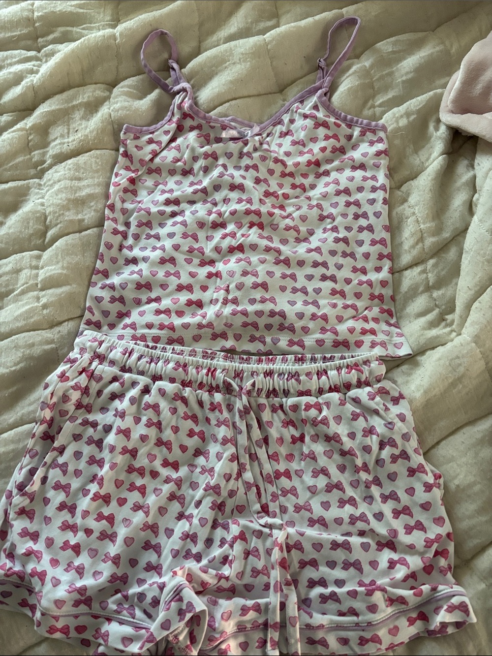 Roller Rabbit Pink & Purple Bow-Print Pajama Tank and Shorts Set